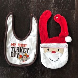 2 Holiday Bibs Thanksgiving & Christmas